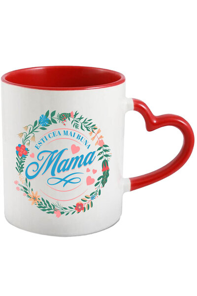 StoryGift Romania Cana Cu Decoratiune Esti Cea Mai Buna Mama Plante Verzi Flo...