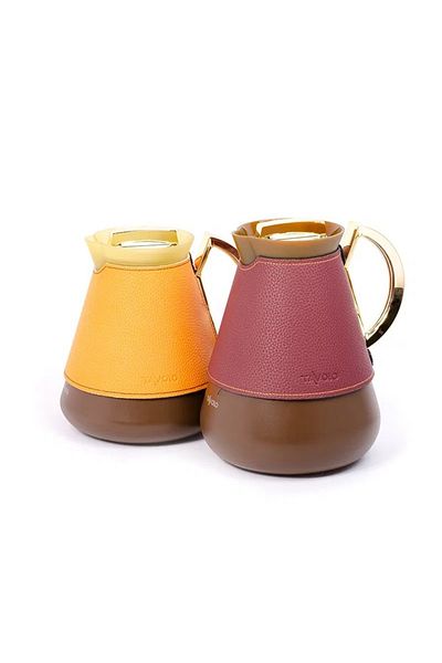 TAVOLO Lamar thermos set, 2 pieces, burgundy leather, orange