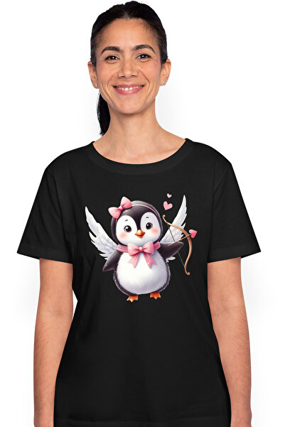 StoryGift Romania Tricou Femei Cu Un Pinguin Cupidon, Ilustratie, Arc Cu Sage...
