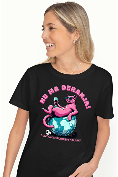 StoryGift Romania Tricou Femei Pisica Cu Pahar De Vin, Nu Ma Deranja, Astept ...