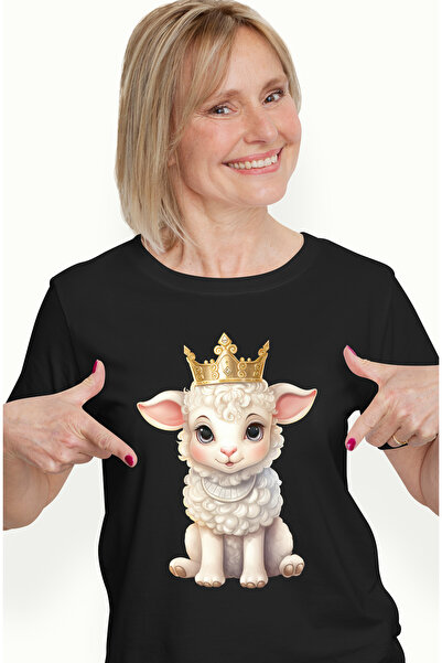 StoryGift Romania Tricou Femei Cu Un Miel Care Poarta O Coroana Regala, Ilust...