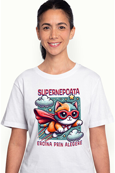 StoryGift Romania Tricou Femei Super Nepoata, Supererou, Eroina Prin Alegere,...