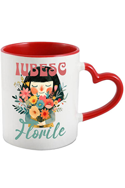 StoryGift Romania Cana Cu Fata Cu Breton Buchet De Trandafiri Text Iubesc Flo...