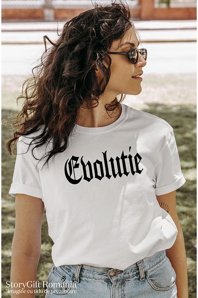 StoryGift Romania Tricou Femei Evolutie, Mesaj Motivational, Cuvant, Text Inspirational, Self Care Wht_l