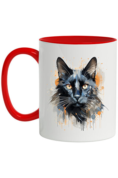 StoryGift Romania Cana Cu Pisica, Ilustratie Abstracta, Cerc, Geometric, Mult...