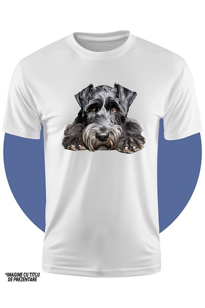 StoryGift Romania Tricou Copii Cu Un Caine Negru Blanos, Ilustratie, Fata Trista, Grija, Pentru Iubitorii De