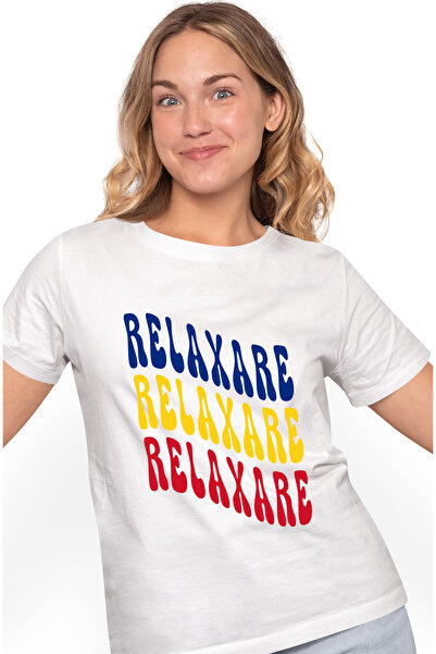 StoryGift Romania Tricou Femei Cuvantul Relaxare, In Culorile Steagului Roman...