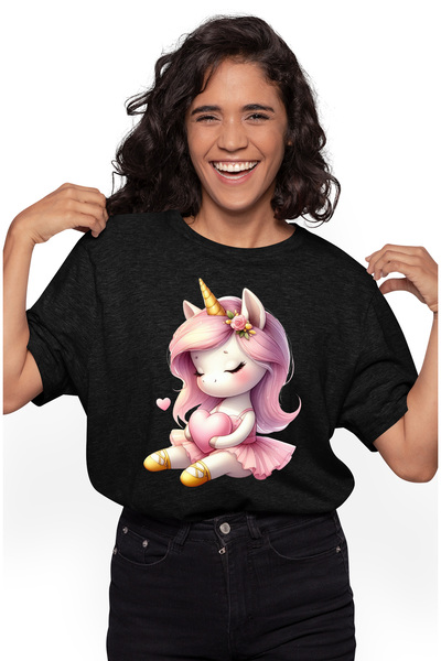 StoryGift Romania Tricou Femei Cu Un Unicorn Imbujorat, Ilustratie, Tine O In...