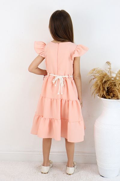 FESSHERA 👗   Set rochie și curea pentru fete cu guler din dantelă cu volane - Design special 👗   (cadou geantă)