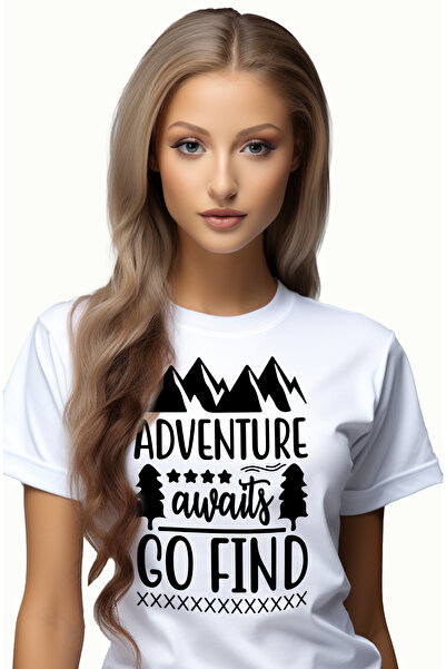 StoryGift Romania Tricou Femei Cu Munti Si Brazi Cu Mesajul "adventure Awaits...