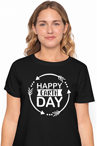 StoryGift Romania Tricou Femei Cu Textul In Engleza "happy Earth Day" - Zi A Pamantului Fericita Blk_m