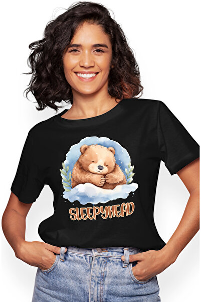StoryGift Romania Tricou Femei Cu Un Urs Care Doarme Cu Mesajul "sleepyhead",...