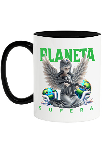 StoryGift Romania Cana Inger Cu Arma Planeta Sufera, Poluare, 330ml, Ceramica...