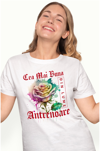 StoryGift Romania Tricou Femei Cu Textul Cea Mai Buna Antrenoare, Din Lume, F...