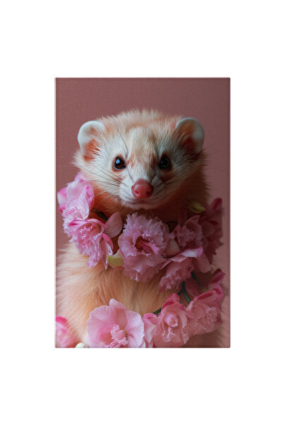 StoryGift Romania Tablou Canvas: Animal De Companie, Nurcă Albă Și Flori În J...