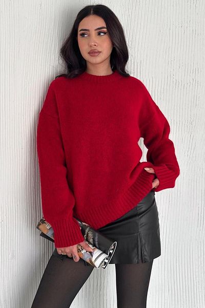 Moda Amore Tricotaj de damă Pulover de tricotaj supradimensionat cu gât crew 110