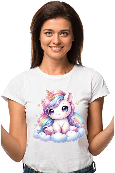 StoryGift Romania Tricou Femei Cu Un Unicorn Vesel, Ilustratie, Imbujorata, N...