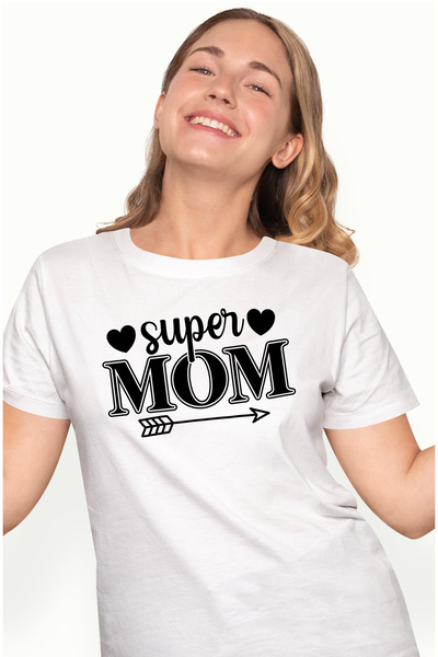 StoryGift Romania Tricou Femei pentru cea mai buna mama cu mesajul "Super mom" - iubita si aprecia WHT_M,STG50261
