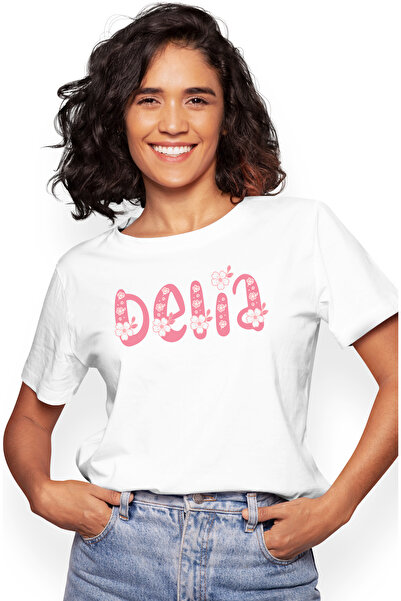 StoryGift Romania Tricou Femei Cu Numele Delia, Flori, Colorat, Roz, Dragut, ...