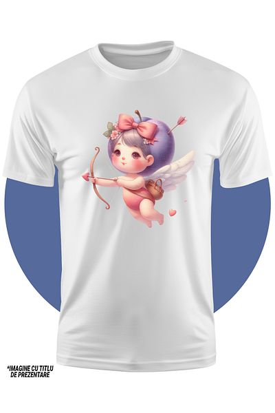 StoryGift Romania Tricou Copii Cu Un Bebelus Cupidon Care Trage Cu Arcul, Ilustratie, Trage Cu Arcul, Aripi,