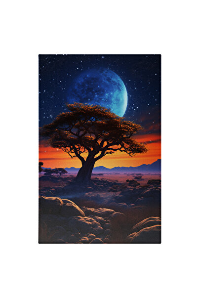StoryGift Romania Tablou Canvas: Peisaj Cu Copac Și Lună Plină- Natură Pictur...