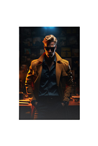 StoryGift Romania Tablou Canvas: Detectivul Blond Cu Ochelari Negrii In Camasa Albastra Cu Pantaloni, In Palaton
