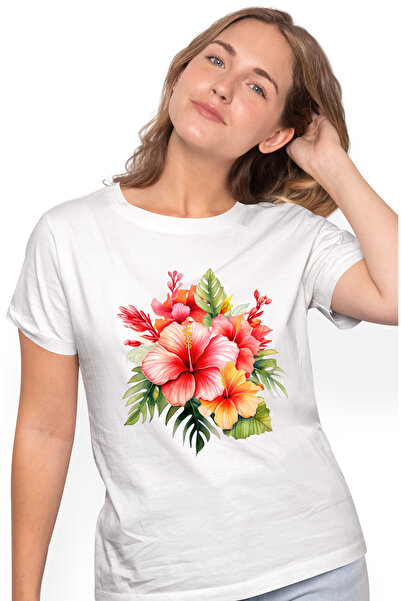 StoryGift Romania Tricou Femei Cu Flori Rosii, Ilustratie, Natura, Plante, Gr...