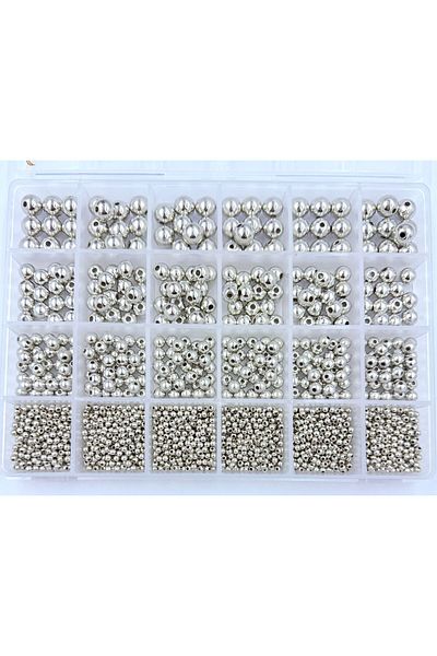 yiğit aksesuar Giant Silver Plastic Round Spacer Bead Bracelet Necklace Jewelry Making Supplies