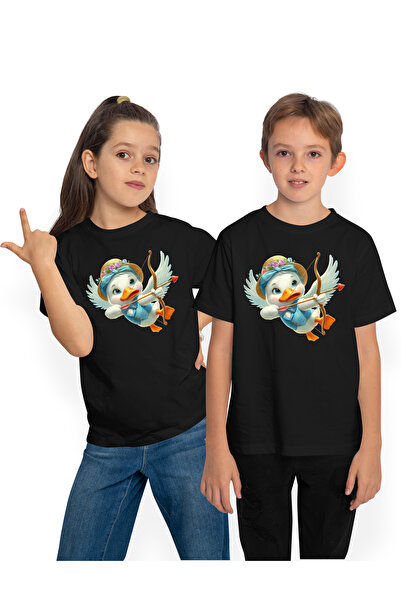 StoryGift Romania Tricou Copii Cu O Ratusca Cupidon, Ilustratie, Zboara, Arip...