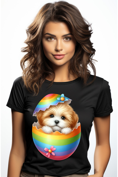 StoryGift Romania Tricou Femei Cu Un Catelus Blanos, Timid, Ilustratie, Iese ...