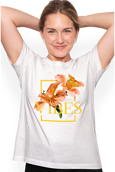 StoryGift Romania Tricou Femei Cu Flori Tropicale Roz Portocaliu, Text In Eng...