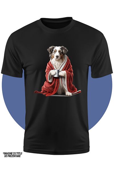 StoryGift Romania Tricou Copii Cu Un Caine Serios Care Are Un Capod Pe El, Ilustratie, Boala, Tricou Copii C