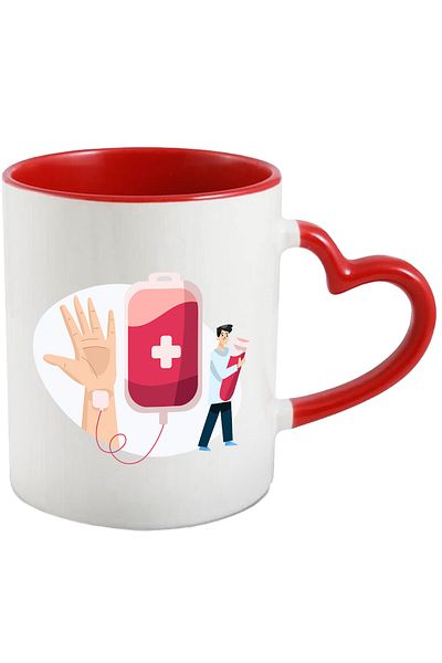 StoryGift Romania Cana Cu Transfuzie, Donatie, Sange, Eprubeta, Doctor, Mana, Multicolor 330 Ml, C, Cu Maner Inim Stg