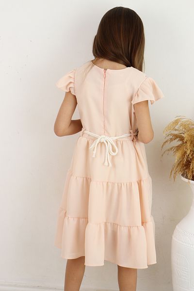 FESSHERA 👗   Set rochie și curea pentru fete cu guler din dantelă cu volane - Design special 👗   (cadou geantă)