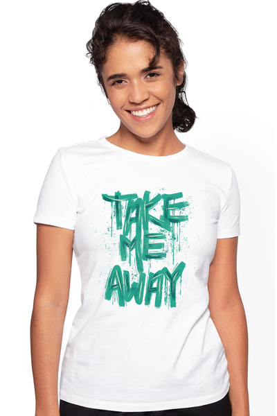 StoryGift Romania Tricou Femei Cu Mesaj In Engleza Take Me Away, Graffiti, Il...
