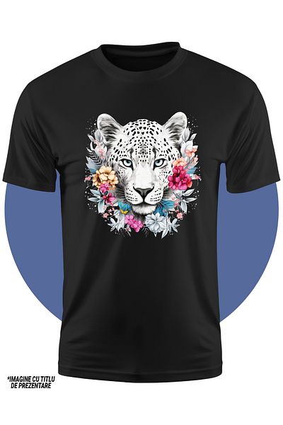 StoryGift Romania Children's T-shirt with a white tiger, illustration, abstract, endangered, flowers, nature,