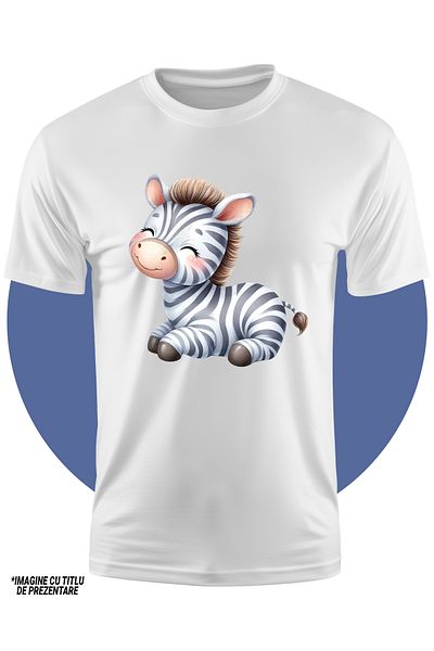 StoryGift Romania Tricou Copii Cu O Zebra Fericita, Ilustratie, Sta Cuminte, Natura, Jungla, Libertate, 100