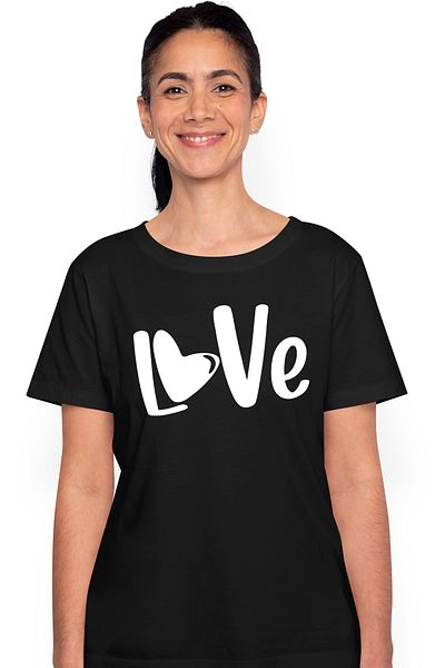 StoryGift Romania Tricou Femei Pentru Persoanele Indragostite Cu Textul "love" - Valentine's Day Blk_l
