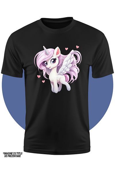 StoryGift Romania Tricou Copii Cu Un Unicorn Fericit, Ilustratie, Inimioare, Apreciere, Dar, Valentine's Day