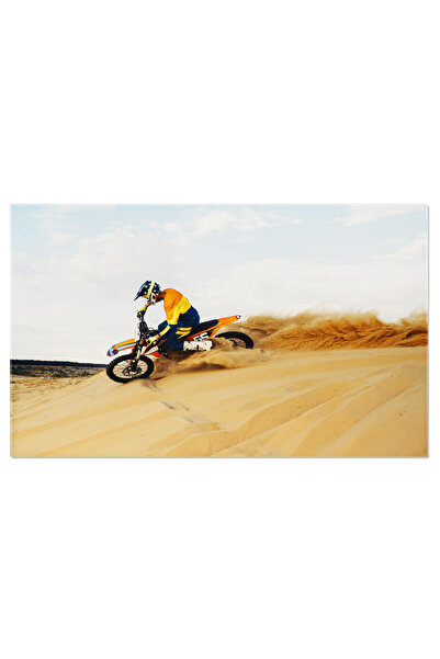 StoryGift Romania Tablou Canvas Motociclist Profesionist Alunecand Pe Duna De...