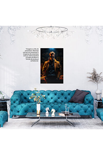 StoryGift Romania Tablou Canvas: Detectivul Blond Cu Ochelari Negrii In Camasa Albastra Cu Pantaloni, In Palaton