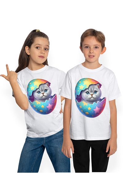 StoryGift Romania Tricou Copii Cu O Pisicuta Care Priveste Curioasa, Ilustratie, Gri, Pentru Iubitorii De Pi