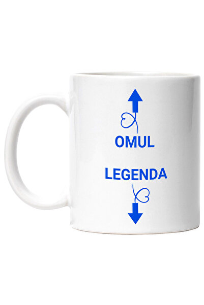 StoryGift Romania Cana Cu Sageti Cu Inimioare Directii Opuse Text Haios Omul Legenda Sexual Sarcas, Cu Maner Alb Stg