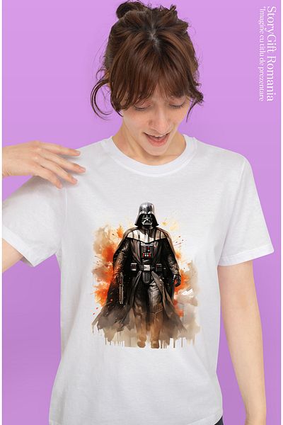StoryGift Romania Tricou Femei Cu Darth Vader, Star Wars, SF, Raufacatori, Anakin Skywalker, Multi WHT_L