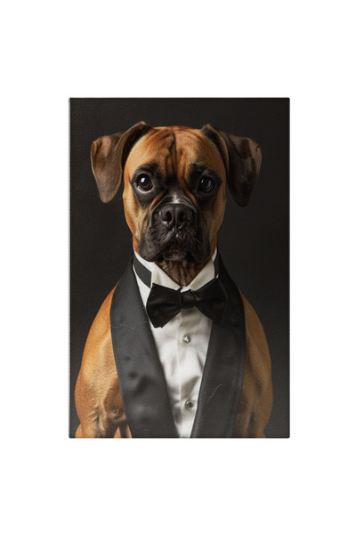 StoryGift Romania Tablou Canvas James Bond În Varianta Canină Boxerul În Costum Cu Papion Negru , Pictura Digital