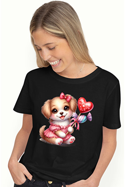 StoryGift Romania Tricou Femei Cu O Catelusa Vesela, Ilustratie, Fundita, Roc...