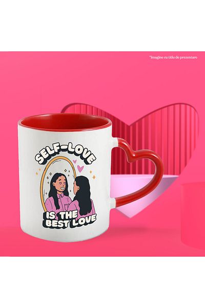 StoryGift Romania Mug With English Message Self-Love Is The Best Love, Mirror, Multicolor 330 ml,, With ,STG