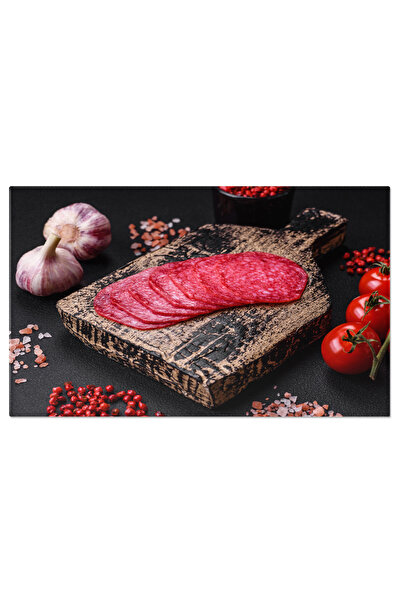 StoryGift Romania Tablou Canvas: Felii De Salami Fumat Si Aromat - Italian, Red, Ingredient