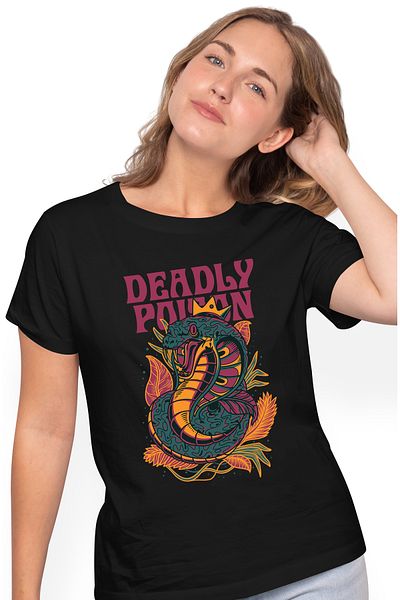 StoryGift Romania Tricou Femei Cu Sarpe Cu Colti Lungi Ascutiti Cobra, Coroana Aurie De Rege, Text Blk_l