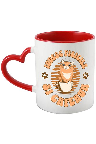 StoryGift Romania Fluffy Cat Mug In Coffee Mug Text I Love Cats And Coffee, Ceramic, With ,STG